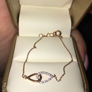 Rose gold diamond infinity drop bracelet
